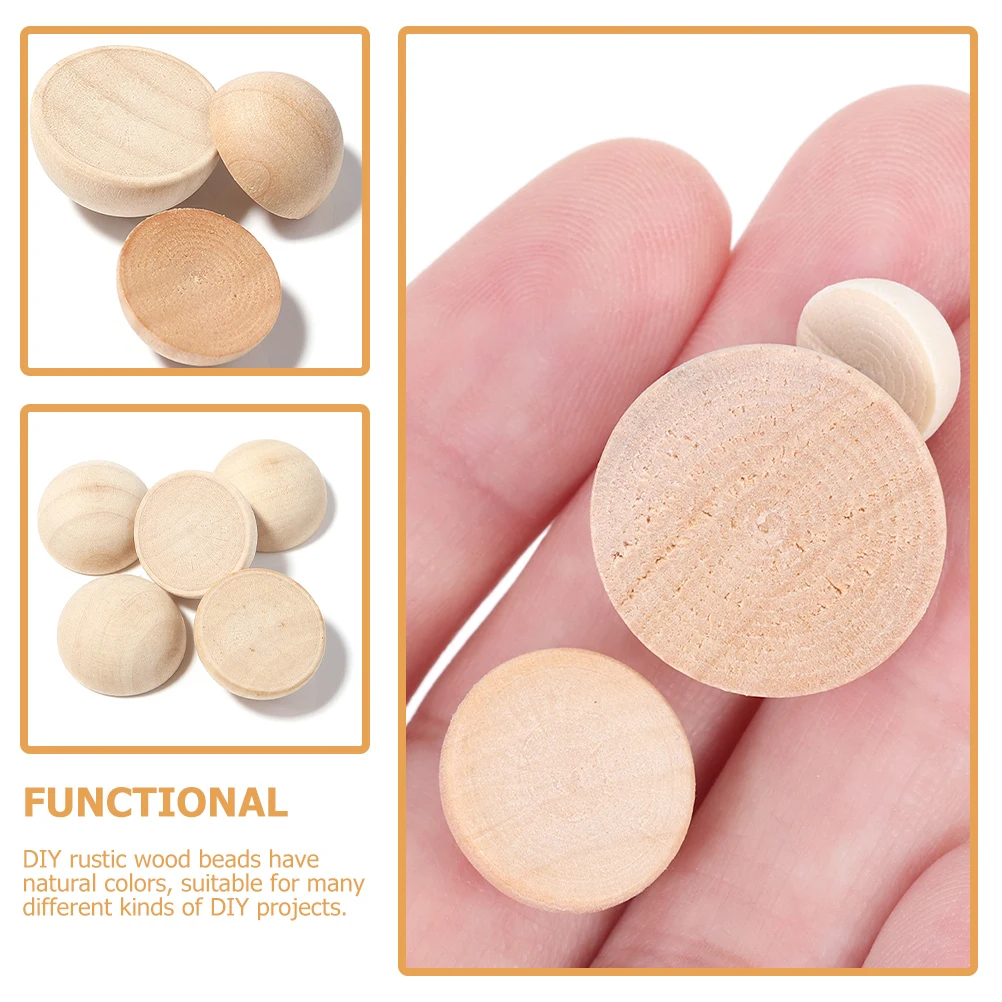 

150pcs Wooden Half Unfinished Natural Semicircle Craft Beads For Diy Jewelry Making Decor Hemisphere Wood Balls Loose Beads