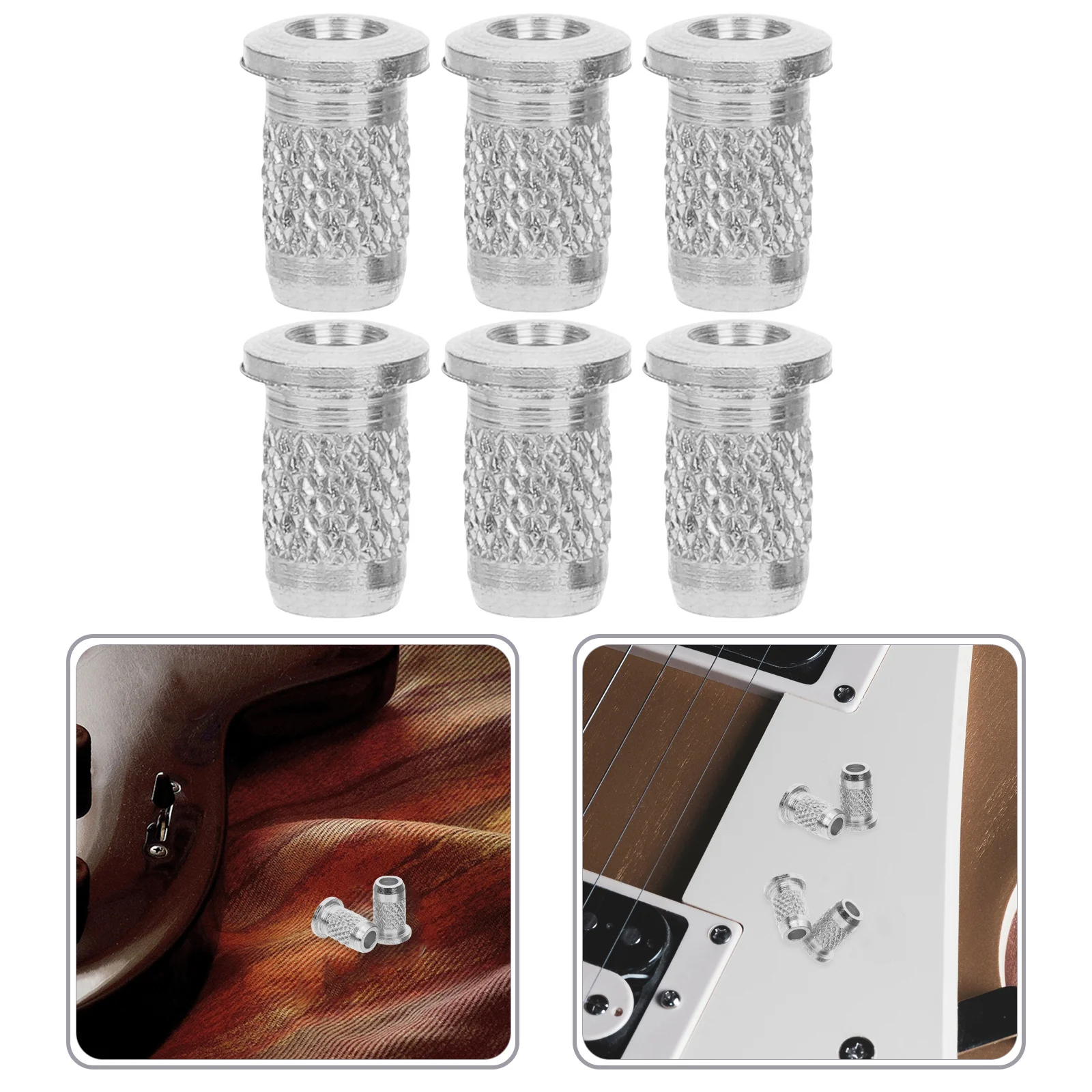 

6pcs Electric Guitar String Ferrules Metal String Holders For Bridge Repair Replacement Guitar Parts Accessories