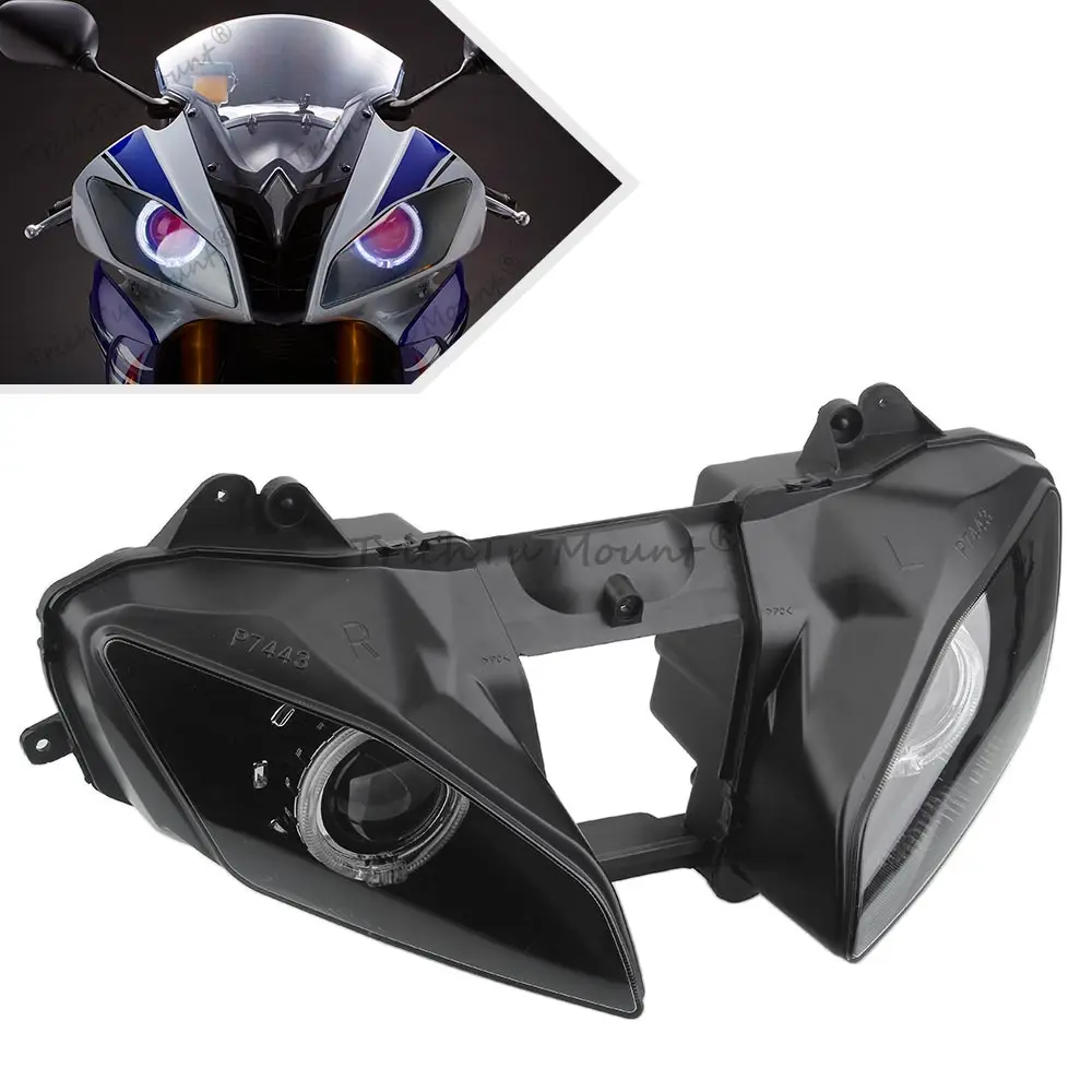 For Yamaha YZF-R6 2008-2015 Motorcycle Front Projector Headlight Headlamp Assembly HID Blue Angel Eyes Red Eyes