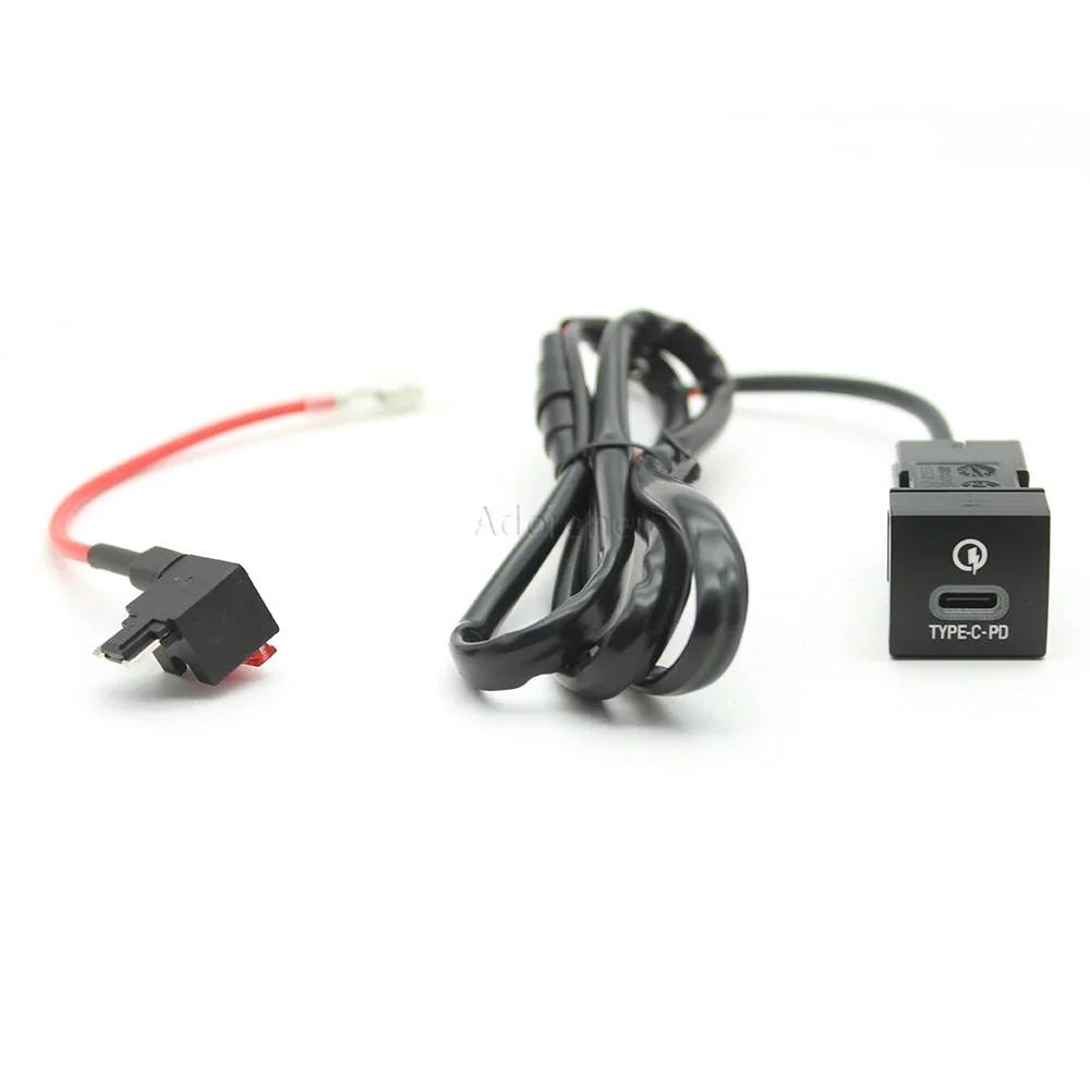 Chargeur USB de voiture avec ligne de connexion, prise pet, adaptateur de boîte à fusibles, type C, PD, Toyota CorTrustCamry