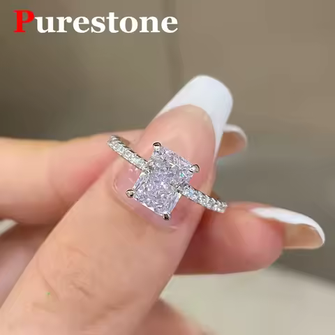 Princess 18K White Gold Plated D Color Moissanite Ring for Woman 925 Sterling Silver Engagement Wedding Ring 1-3Carat Oval Cut