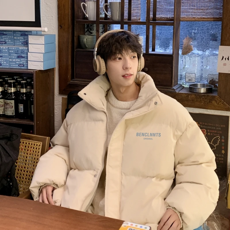 

Мужская утепленная хлопковая куртка-пуховик: теплая, модная, молодежная зимняя верхняя одежда свободного кроя для повседневной носки