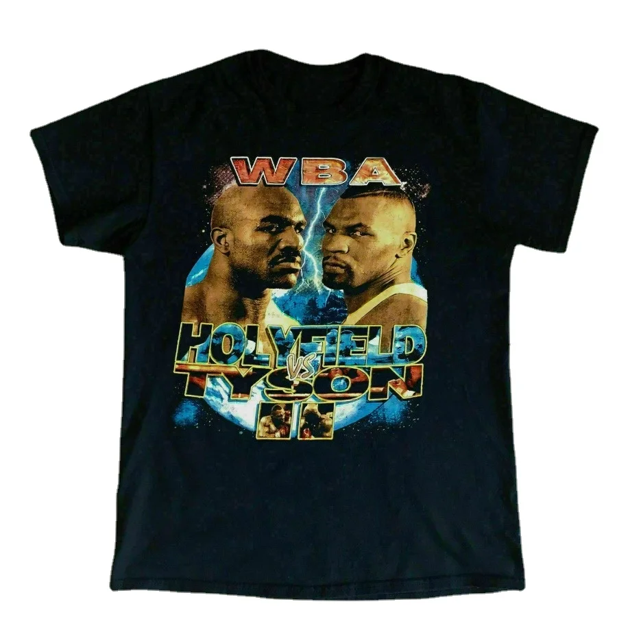 Vintage Rare Mike Tyson Evander Holyfield T-Shirt Men's Cotton O-Neck Short Sleeve T Shirt New Size S-3XL