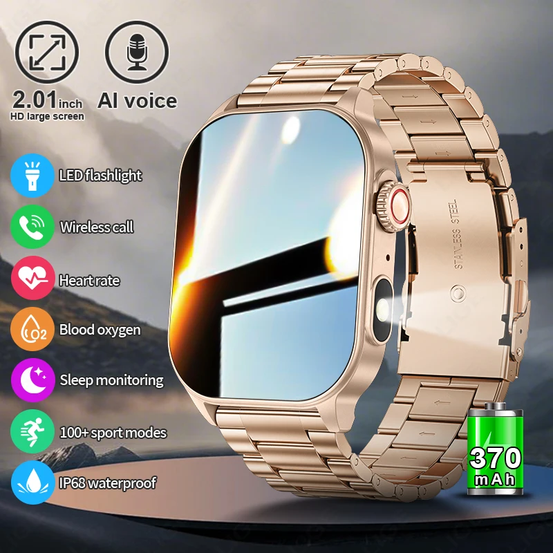 

LIGE New Military Outdoor Sport 370mAh Battery Smart Watch Men Watches 3ATM Waterproof 2.01-inch Bluetooth Call Smartwatch Women