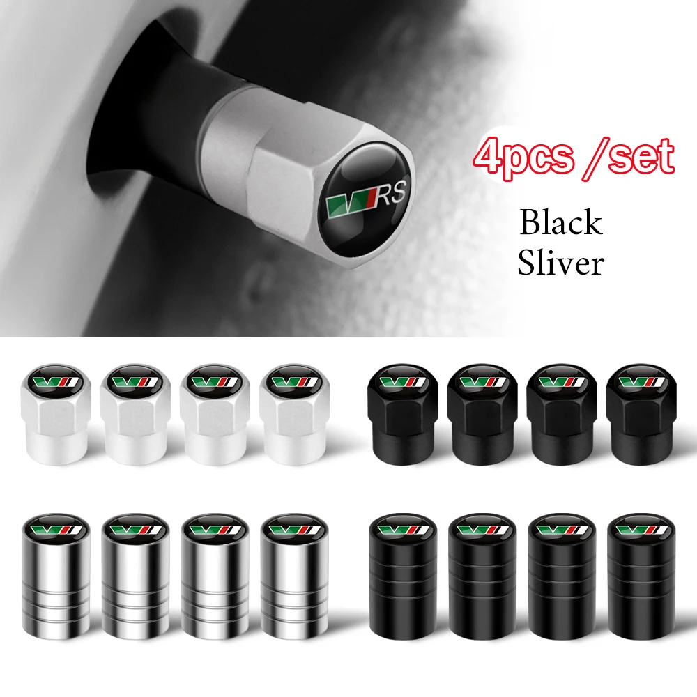 4PCS Metal Car Wheel Tire Valve Stem Covers Dustproof Cap For Skoda Octavia Rapid Fabia Superb Kodiaq Karoq Kamiq Scala VII VRS