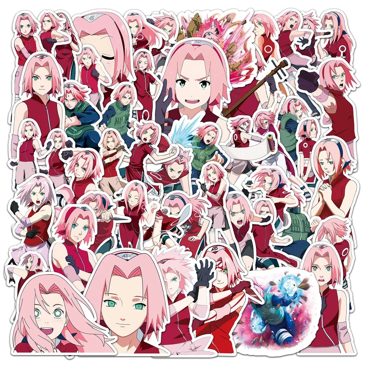 NARUTO Haruno Sakura Cartoon Cute 50pcs Stickers Kawaii 2D Student DIY Decoration Stickers Cards Anime Peripherals Wholesale