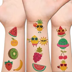 Glitter Fruit Temporary Tattoos for Kids - 100+ Cartoon Fruit Summer Tattoos for Girls Boys Birthday Party Supplies Favors