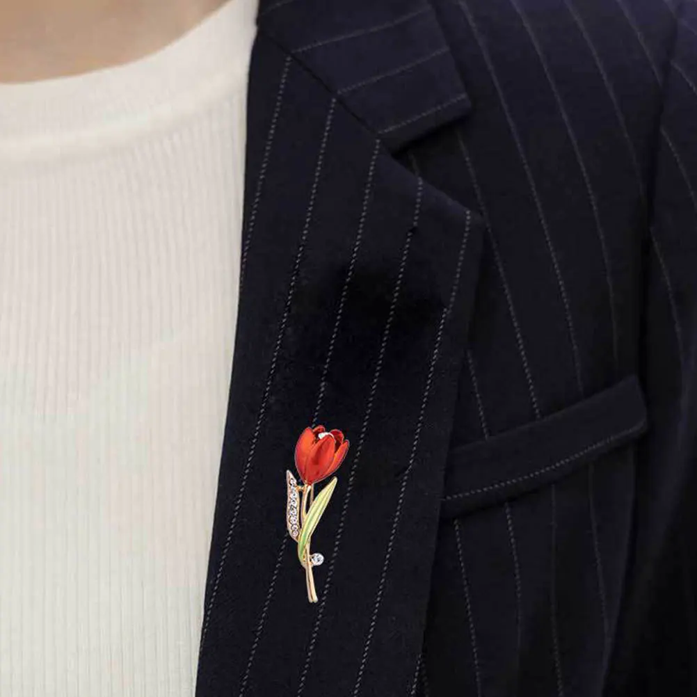

4pcs Rhinestone Tulip Brooch Pin Premium Crafted Women'S Fashion Jewelry Eye-Catching Accessory Gift For Her Party Banquet