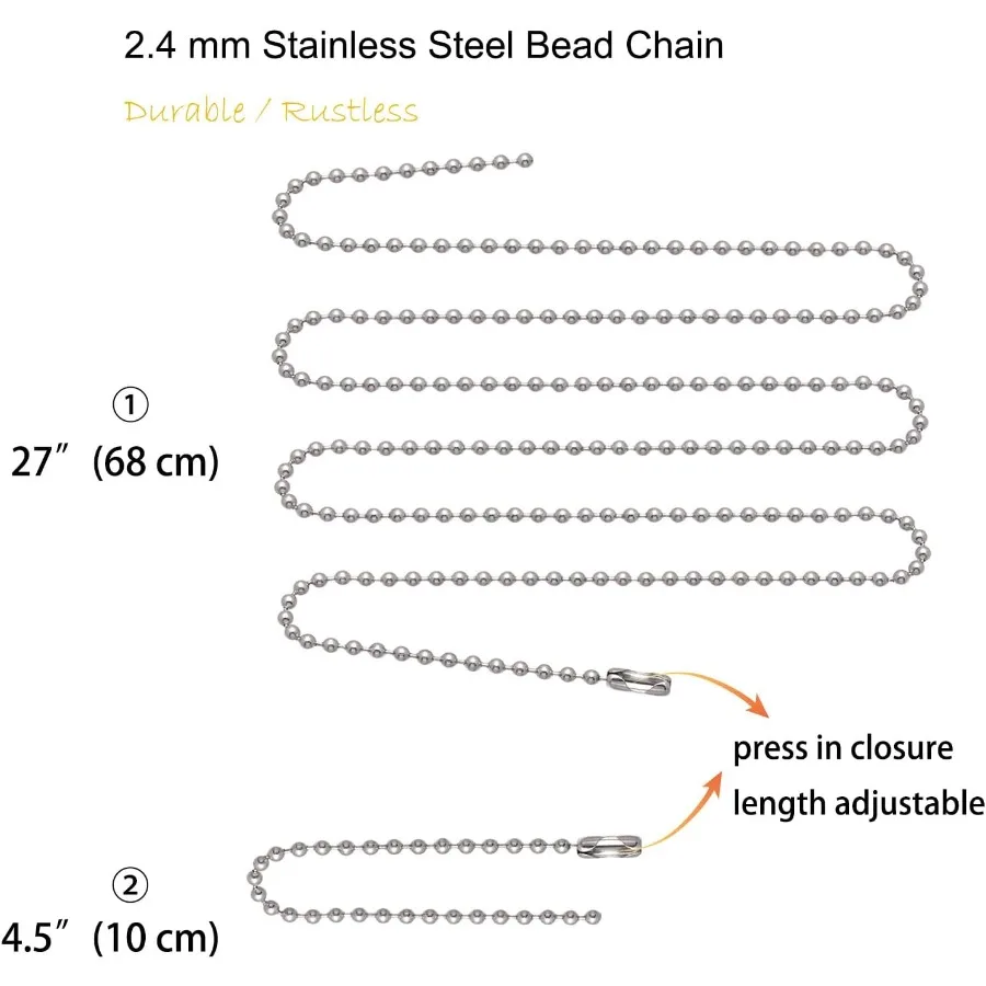 مجموعة عسكرية من علامات الكلاب المصنوعة من الفولاذ المقاوم للصدأ كاملة مع سلاسل وكمالات سوداء