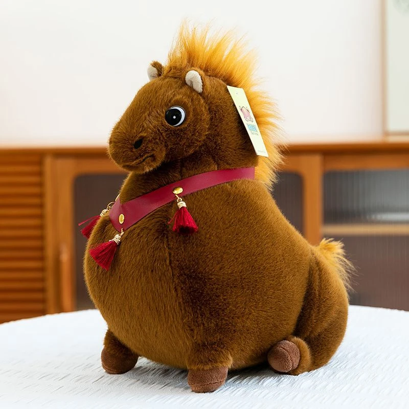 

23cm Funny Chubby Horse Plush Toy Cute Mascot Doll Chinese Mythological Zodiac Horse Doll Children's Gift