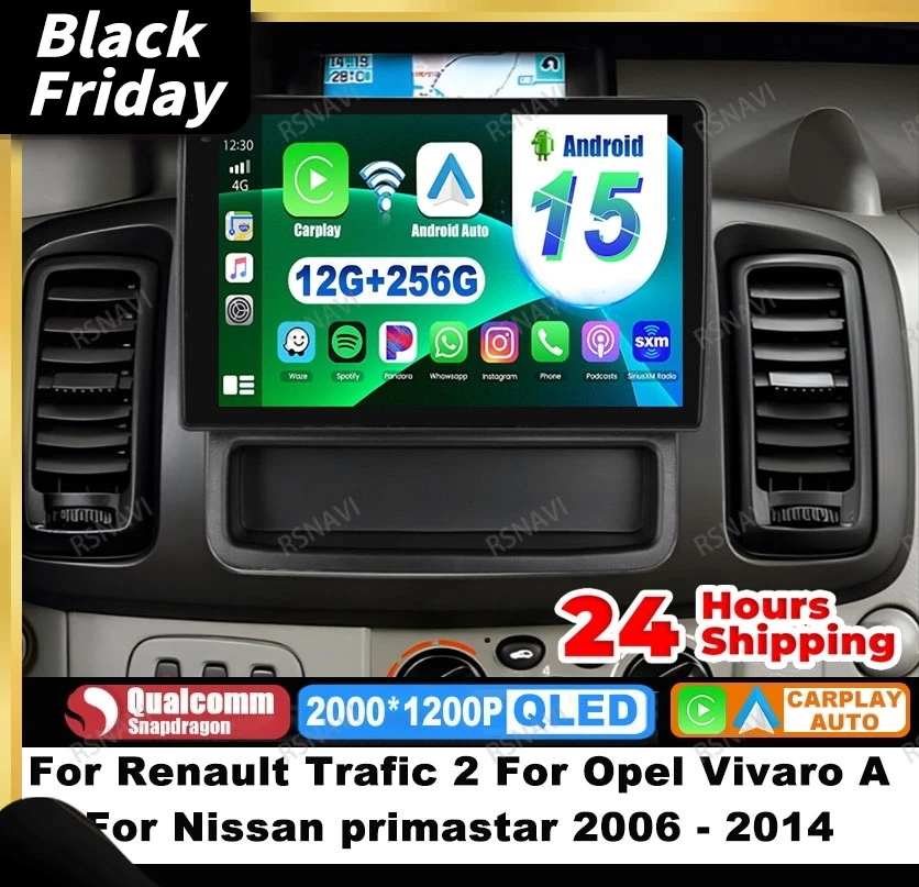 راديو السيارة أندرويد 15 لرينو ترافيك 2 لأوبل فيفارو أ لنيسان بريماستار 2006 - 2014 كوالكوم QLED Autoradio 5G WIFI BT