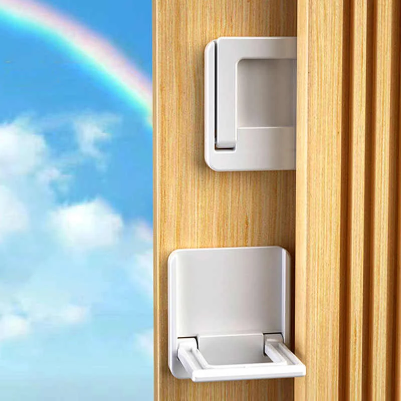 

3PCS Baby Safety Sliding Sash Stopper Cabinet Locks Keyless Sliding Door Window Wardrobe Locks Strong Adhesive No Drills