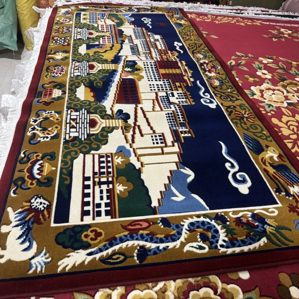 New pure wool Potala Palace Xizang wall covering background wall household tapestry x2 living room Tibetan style