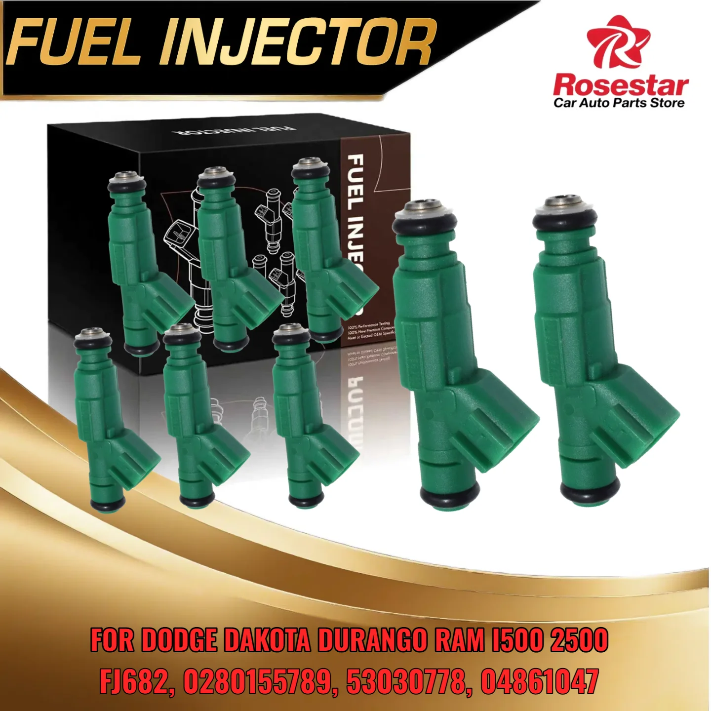 

0280155789 53030778 Fuel Injector For Dodge Ram 1500 2500 Dakota Durango V8 52L 59L Set of 8 FJ682