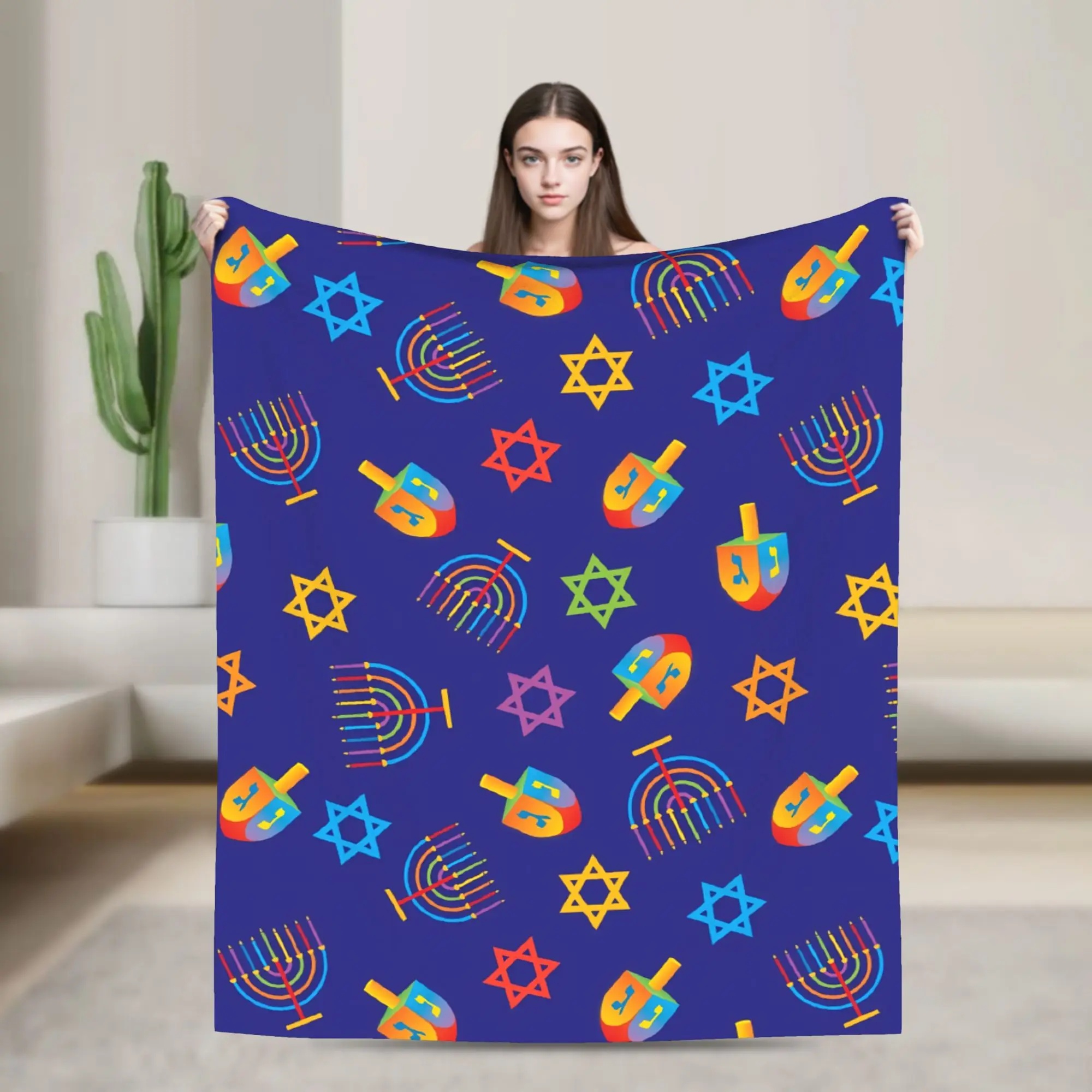 Hanukkah Star of David Blankets Chanukah Dreidel Fleece Awesome Warm Throw Blanket for Home  Winter