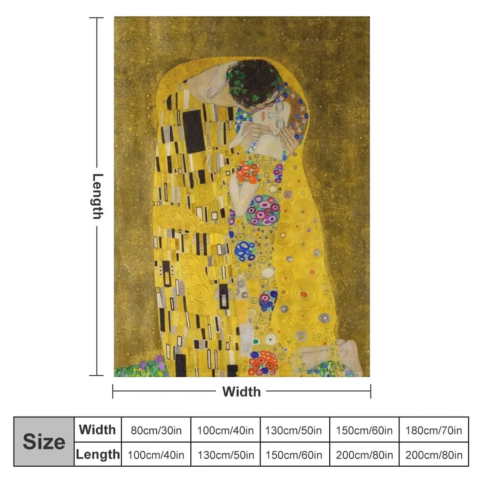 The Kiss (Klimt) Throw Blanket Travel Heavy Soft Plush Plaid Beach Blankets