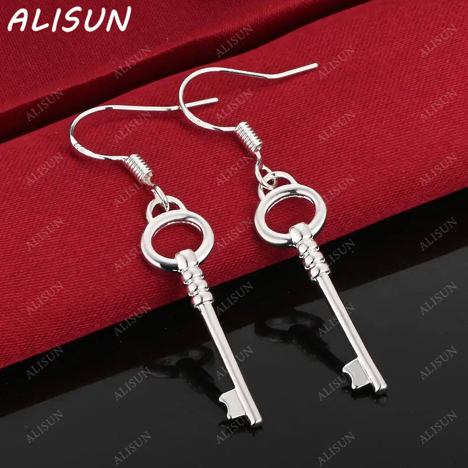 

ALISUN 925 Sterling Silver Key Earrings Drop Earrings Charm Trend Birthday Gifts Fashion Party Fine Jewelry