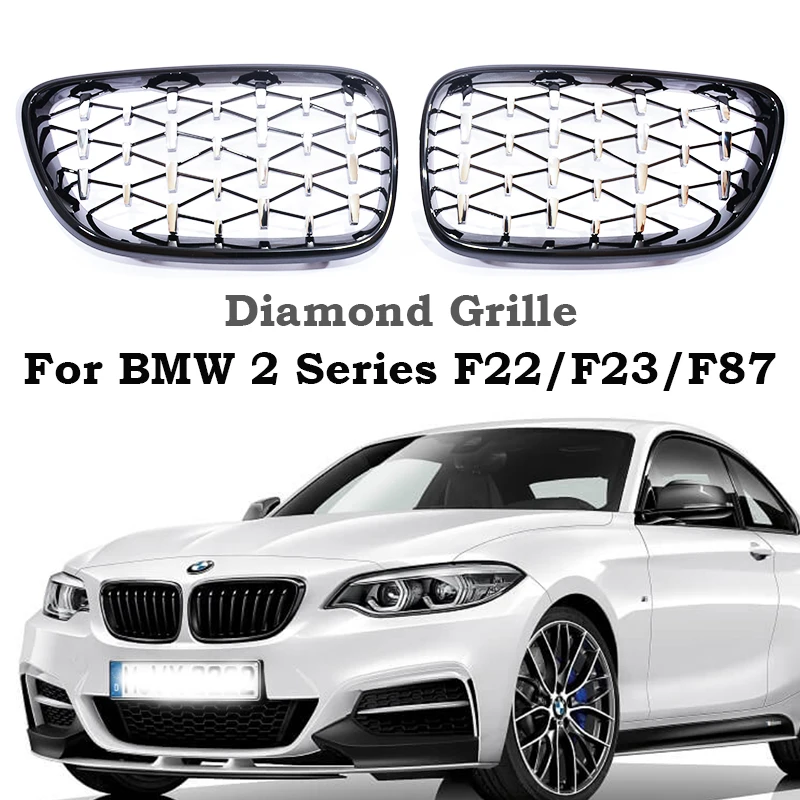 Calandre de radiateur de Performance en diamant chromé argent noir, pour BMW série 2 F22 F23 F87 218i 220i 228 2014 – 2020