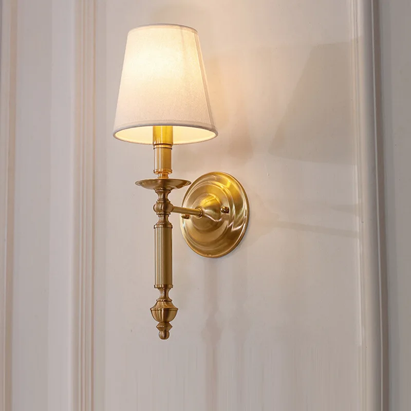 

American all brass bedroom simple living room background wall light corridor wall light