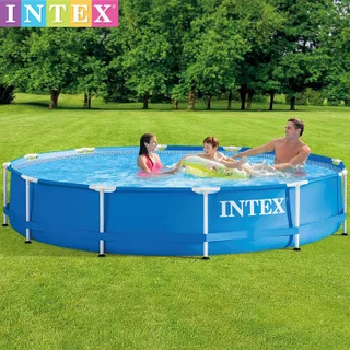 Durable Round Metal Frame Above Ground Swimming Pool Set Water Play Tub for Adults Family Outdoor Backyard Garden