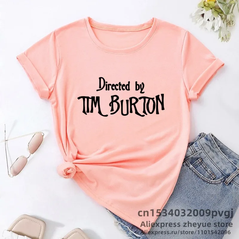 Directed By Tim Burton T-shirt Women Harajuku Summer Letter Print Classic T Shirt Casual Short Sleeve O-neck Women\'s T-shirt