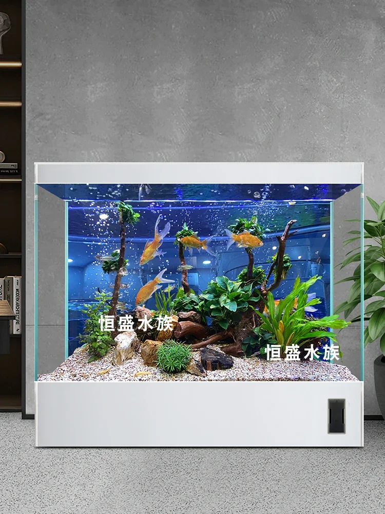 MJY fish tank living room ultra-white glass ecological water-free floor-to-ceiling integrated aquarium