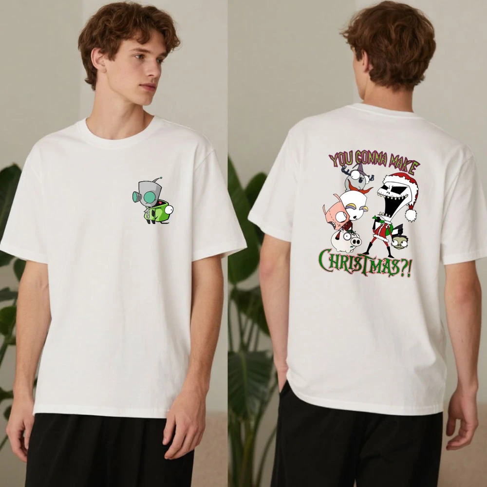

Invader Zim Cartoon Characters Christmas Theme Unisex Cotton Tshirt Funny Kawaii Clothes Casual Summer Wear Trendy Gift for Fans