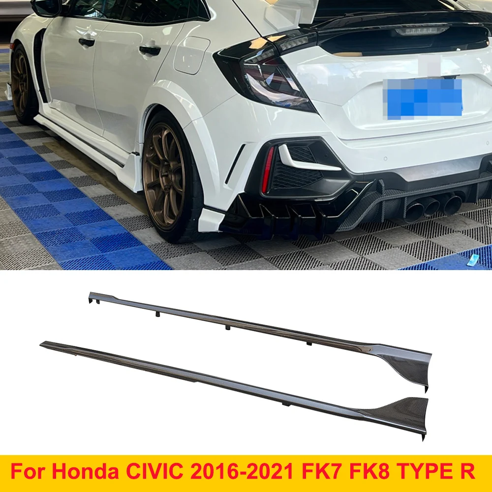 For Honda Civic 10TH FK7 FK8 Type-R Carbon Fiber Side Skirts ChinExtension Lip Spoiler 2016-2021