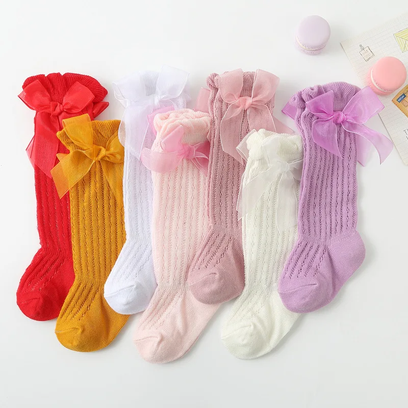 Princess Cute Bowknot Long Socks Breathable Mesh Lolita Breathable Loose Mouth Sock Knee High Newborn Toddler Floor Stocking