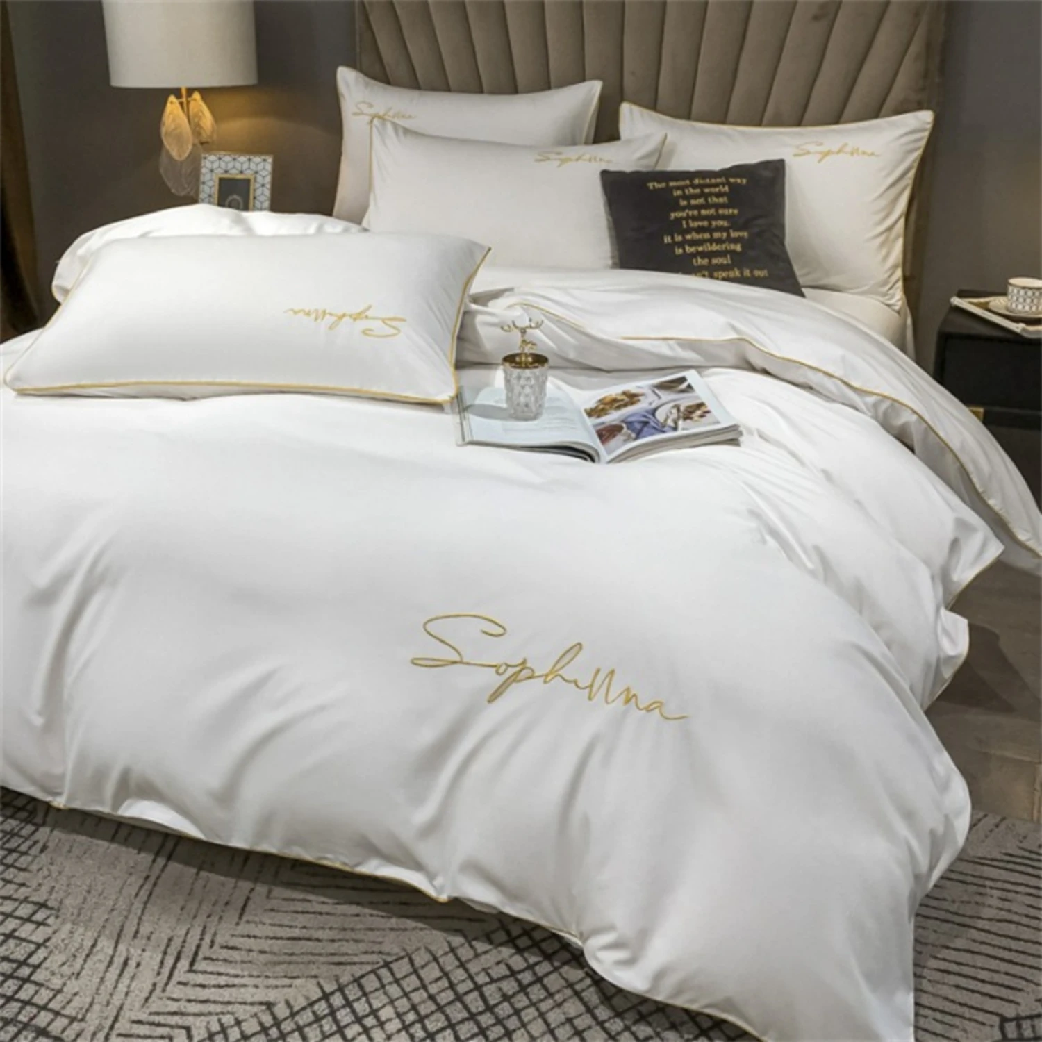 Luxurious and Soft High Quality Embroidered Duvet Cover Set for Queen and King Size Beds - Washed for Extra Comfort - Includes 2