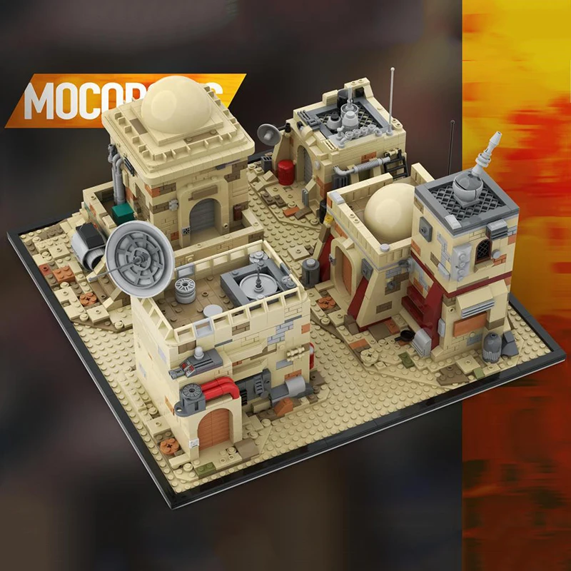 Space Movie Military Series Modular Scene Desert Village Model MOC Building Blocks DIY Assemble Bricks Creative Display Toy Gift