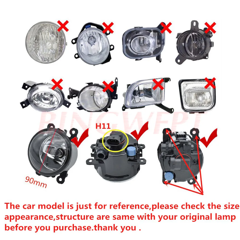 2Pieces Car LED Bulb H11 Fog Light Daytime Running FogLights DRL Fog Driving Lamp 12V For Subaru Outback 2010 2011 2012