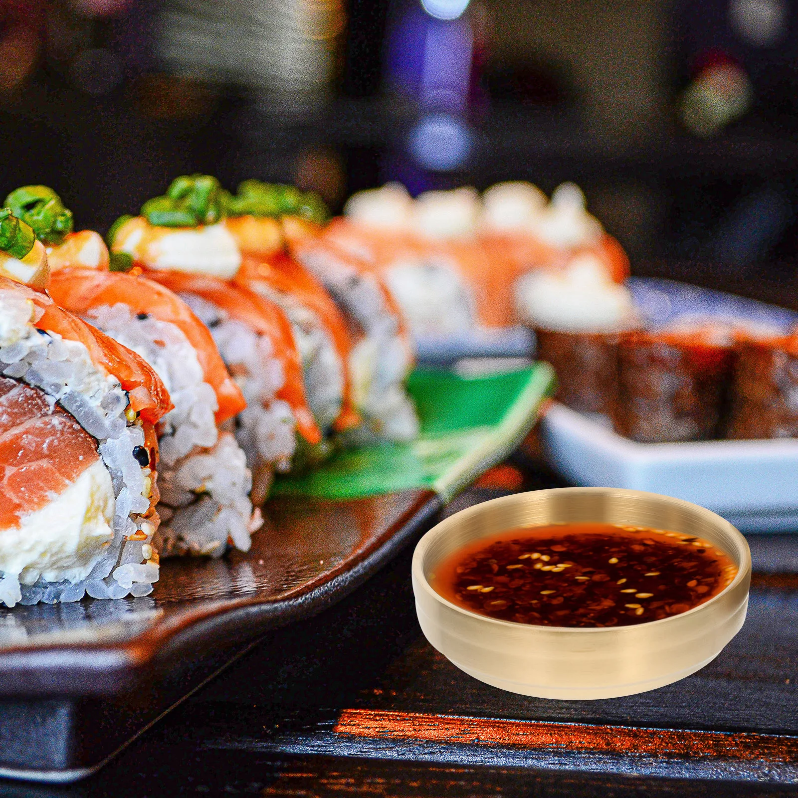 2 stücke Edelstahl Sauce Dish Set Koreanischen Stil Würze Platte Für Eintauchen Chips Ketchup Sojasauce Vorspeisen Multi-funktion