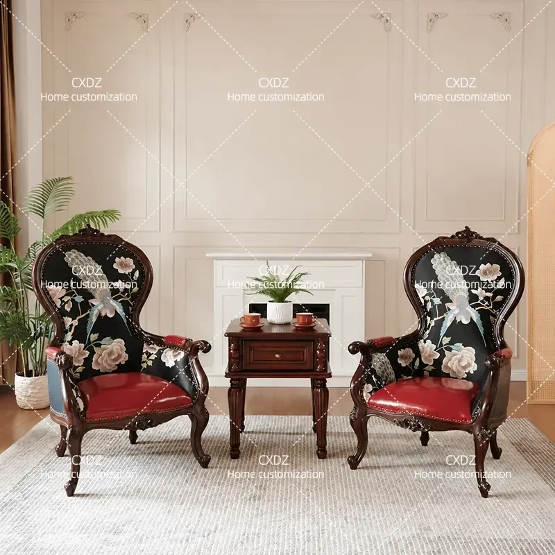 Fabric Leisure Chair Home Leather Sofa European Study Office Book Reading Armchair Comfortable Living Room Furniture