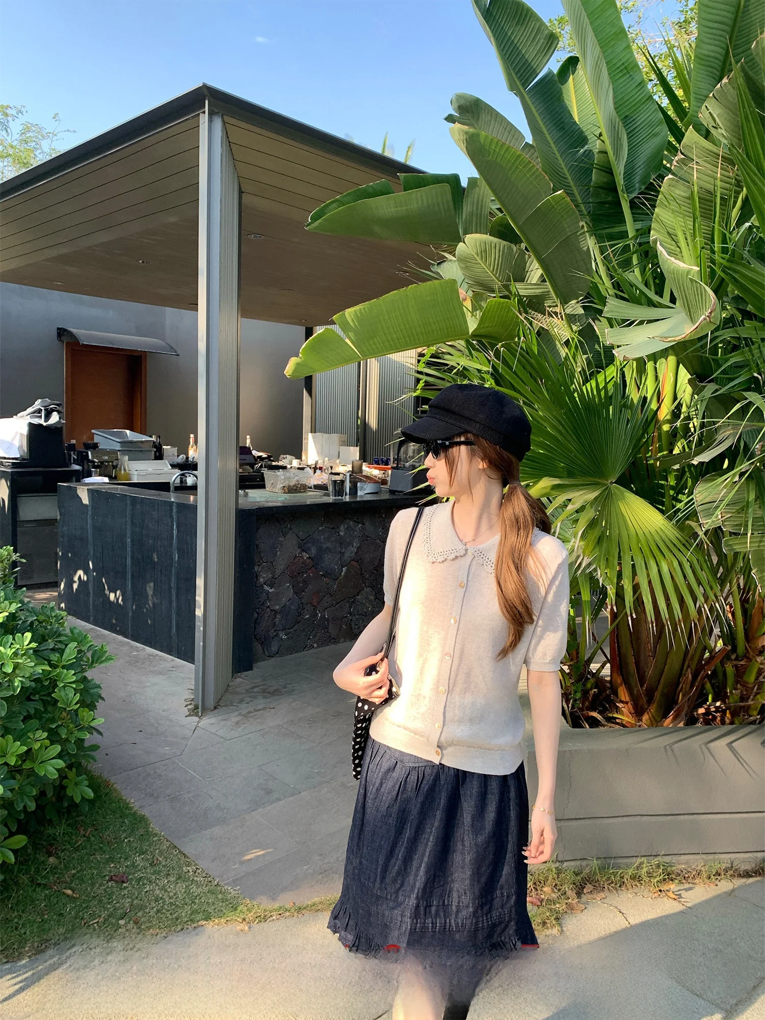 

Women's Knitted Woolen irt Collar ort Sve Single Button Design Casual Sle Spring Faion Soft Touch Chinese Brand