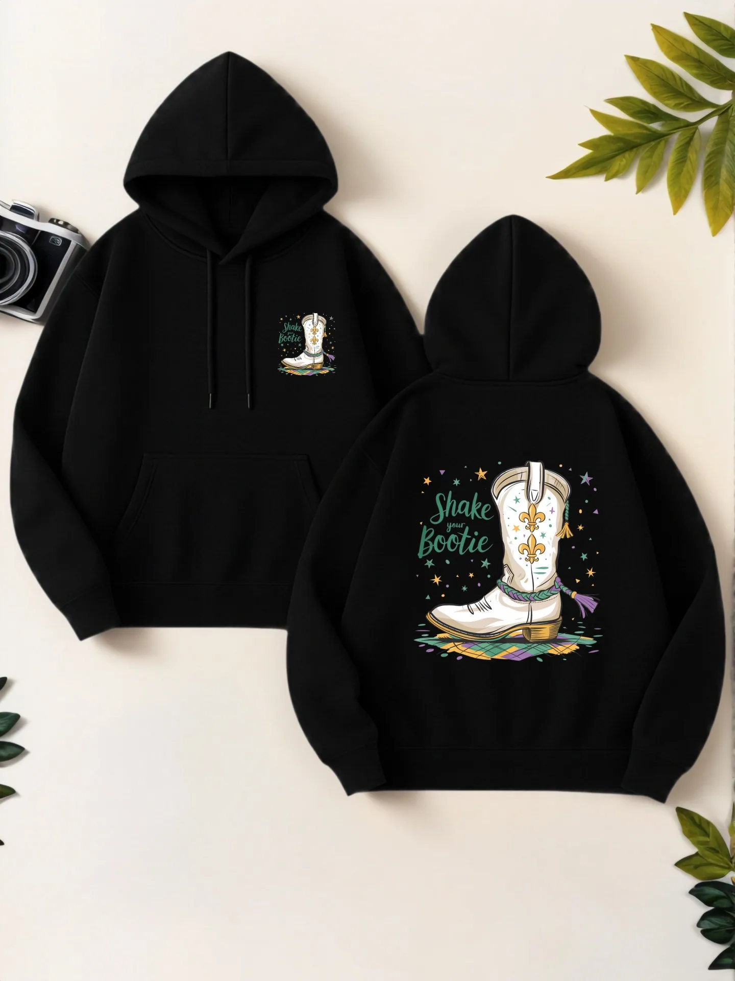 

Graphic Hoodie Women, Cowboy - Boot Print, Aesthetic Design, Casual Everyday Wear, Comfortable Fabric, For Teens