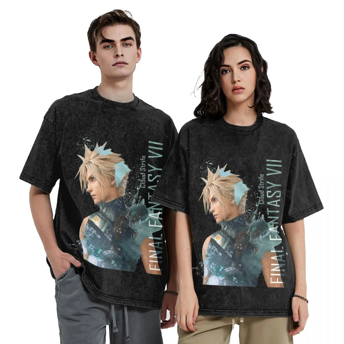 Graphic Printed Cloud Strife Final Fantasy 7 Games Shirts Outfit Men Women FF7 Tees Tops Oversize T-shirts