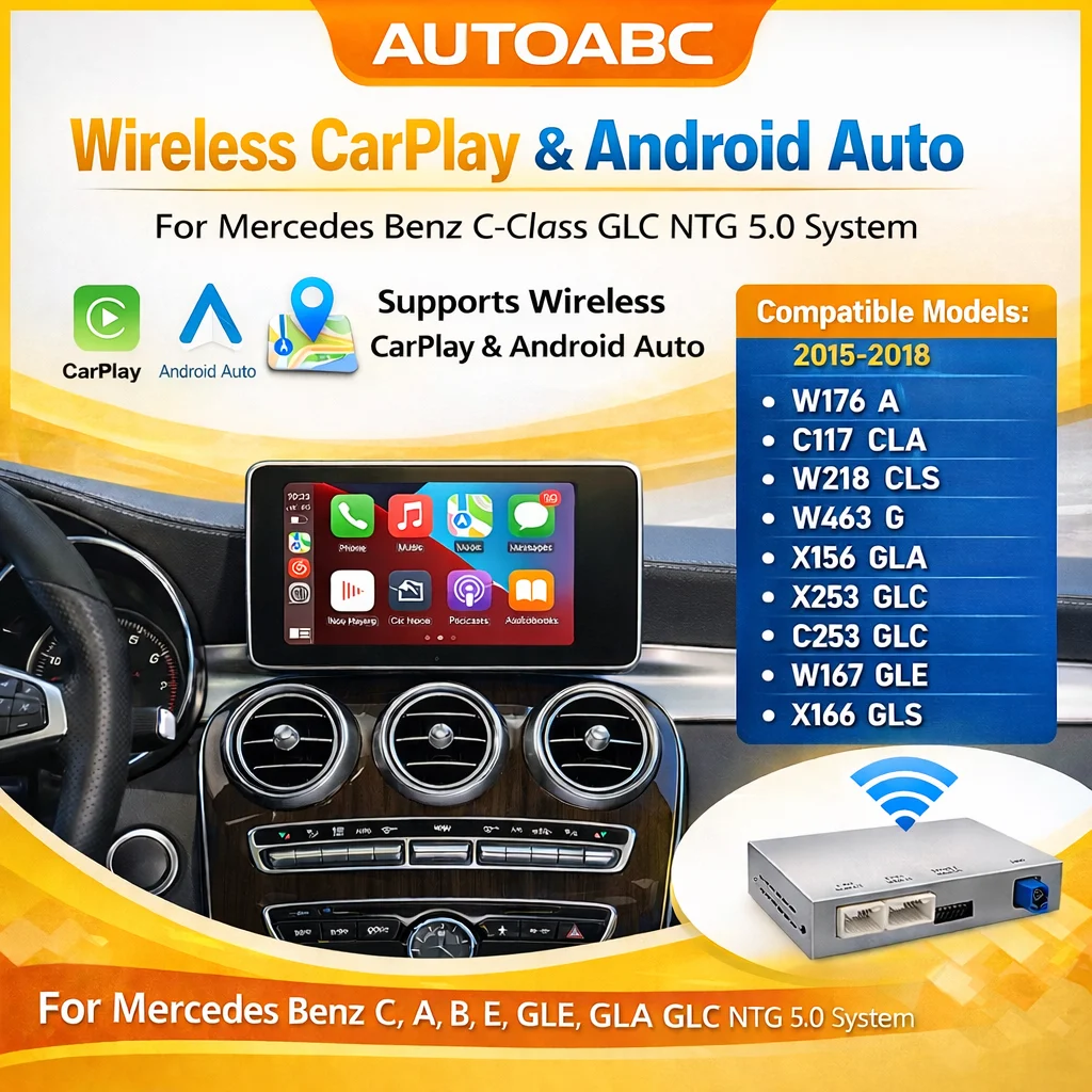 NEUES Upgrade Wireless Carplay Android Auto Box für Mercedes Benz C-Klasse GLC W205 V-Klasse W447 NTG5.0 5.1 System Navigationsmodul