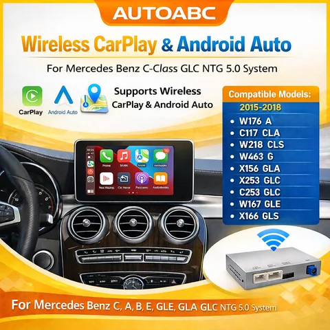 NEW Upgrade Wireless Carplay Android Auto Box For Mercedes Benz C Class GLC W205 V Class W447 NTG5.0 5.1System Navigation Module