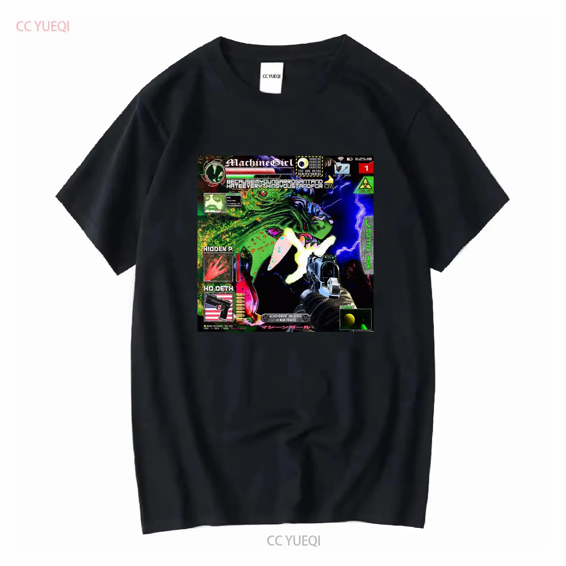 Image of Machine Girl Because Im Young Arrogant And Hate Everything You Stand For Album T-Shirt Breakcore Merch Vintage Washed Casual