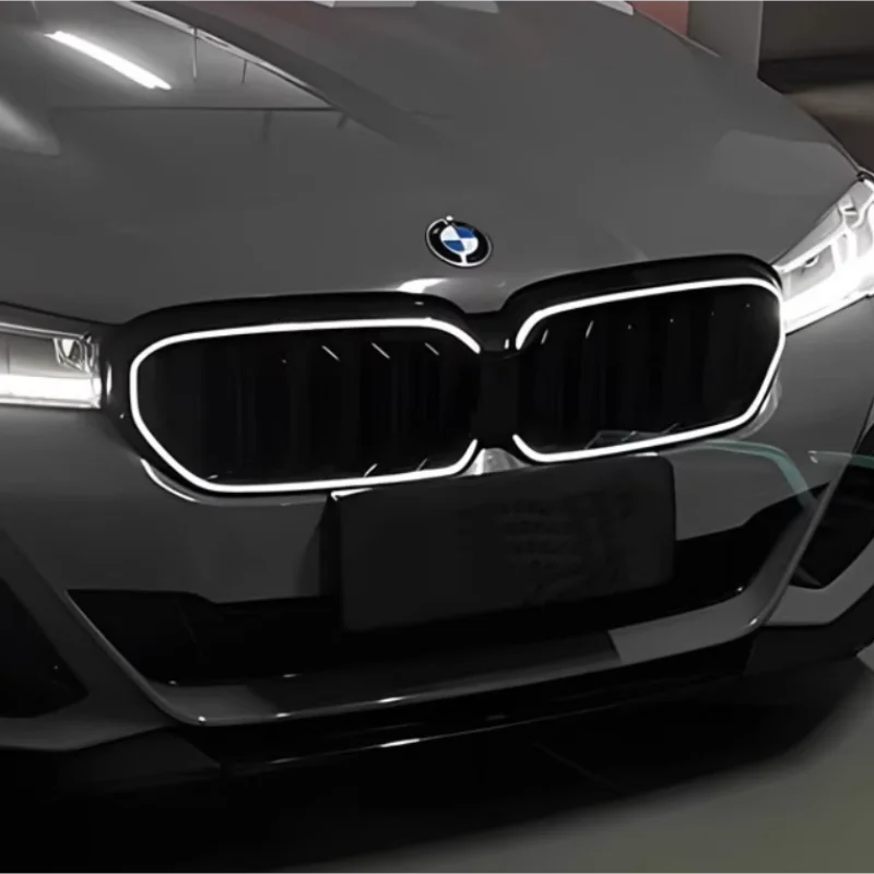 For BMW G30 G38 5 Series 530 525 540 2018-2024 Fashion Modification Upgrade Led Ligths Grille Front Bumper Car Grid Glossy Black