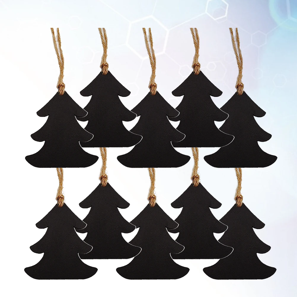 

10pcs Christmas Tree Shaped Double Sided Wooden Chalkboard Pendant Message Board Home Decor Hanging Tag For Parties Daily Labels