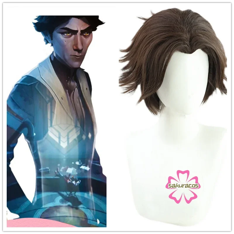 Jeu LOL Arcane Viktor Cosplay Perruque, Perruques de cheveux synthétiques, Court, Marron, Chaleur, Degré, Costume d'Halloween, Py Play, Bonnet de perruque gratuit