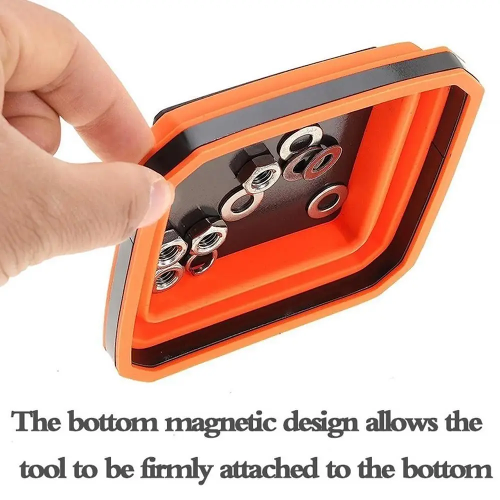 Collapsible Magnetic Parts Tray Foldable Multicolor Tool Organizer Stain-Resistant Raised Walls Storage Plate Woodworking