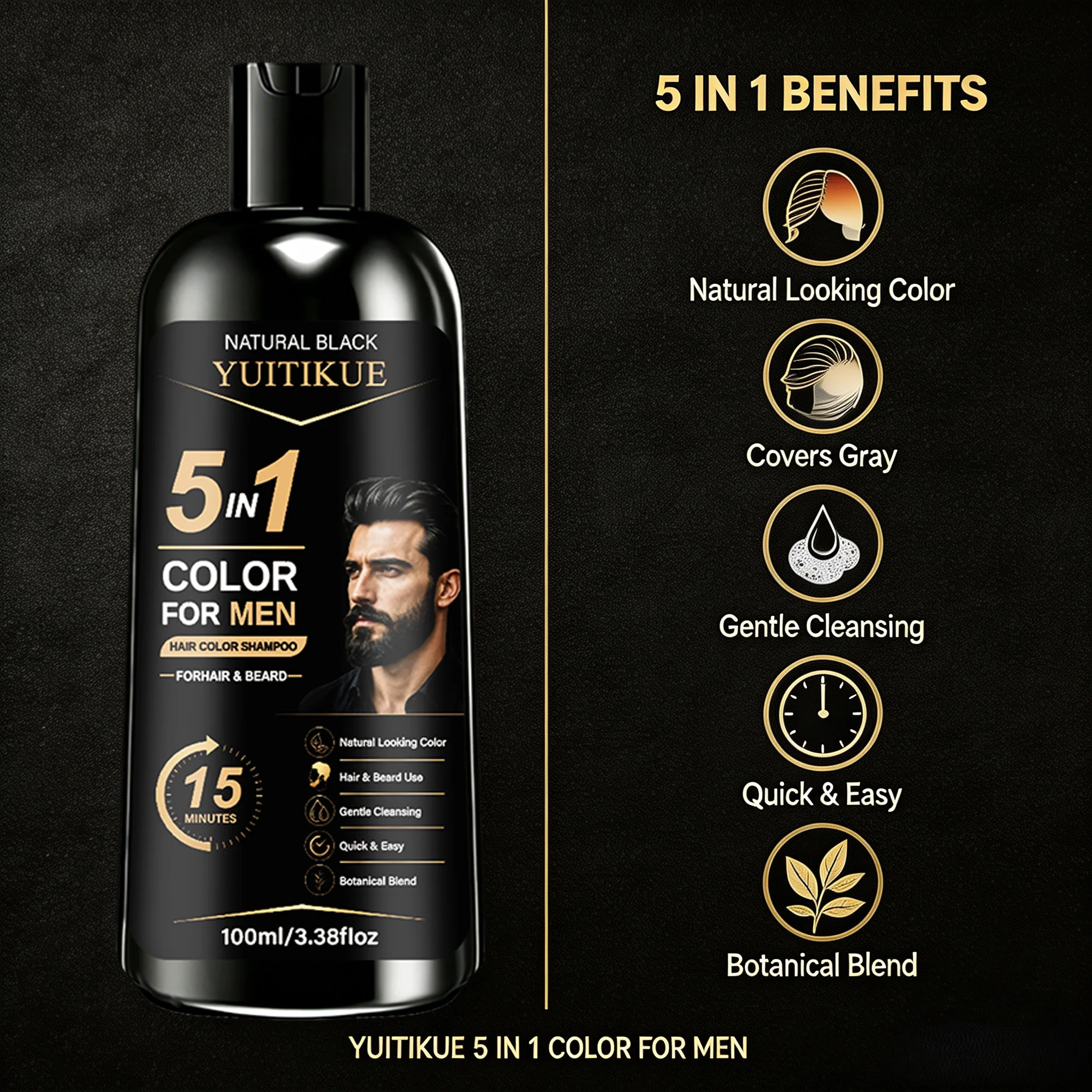 Men's Botanical Beard Gray Dye Shampoo, 100ml
