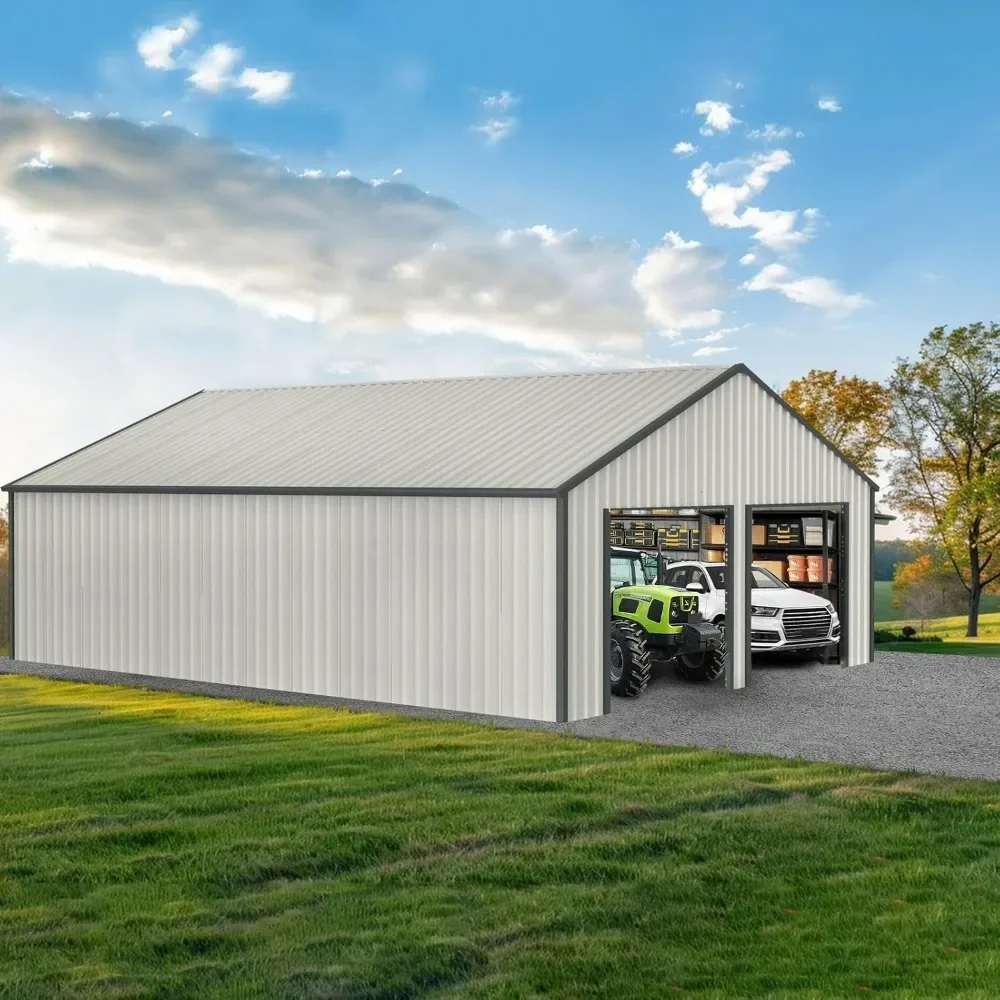 25 x 33 FT Metal Shed, 2 Car Prefab Garage with Side Entry Door, Double Garage Shed with 16 GA Steel Frame Sheds & Storage