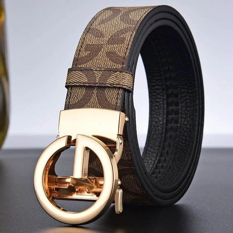 High Quality Work Business Strap Men Belts Metal Automatic g Buckle Brand Leather Belt Men Famous Luxury belt for women jeans