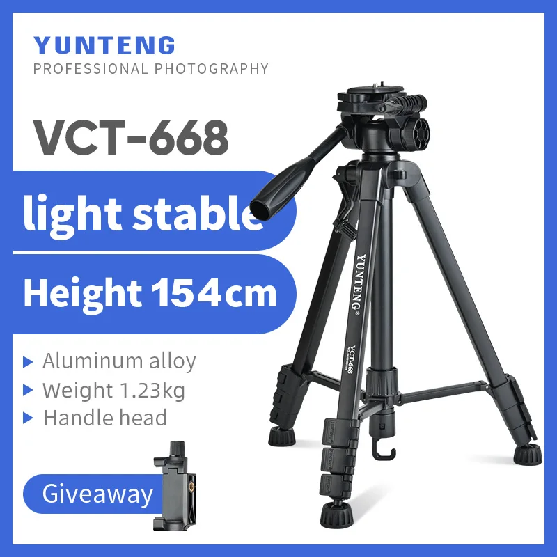 Yunteng VCT-668 Tripod for Camera Phone Support Cell Mobile Stand Video Shooting Professional Photo Consumer Electronics