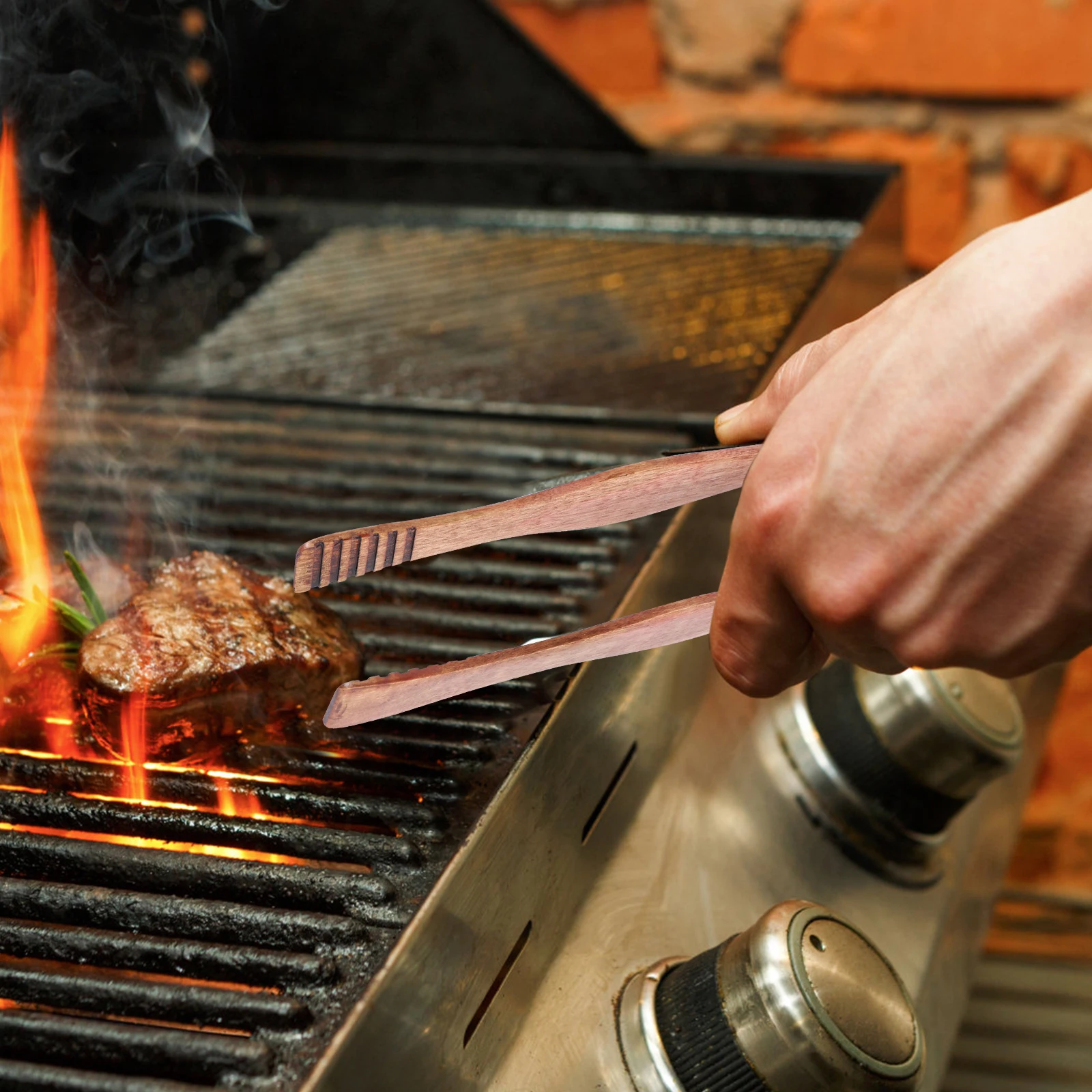 

2Pcs Nanmu Food Tongs Wooden Kitchen Serving Clips for Salads Pastas Grills Pastries Noodles Eggs Toast Fruit Home Party