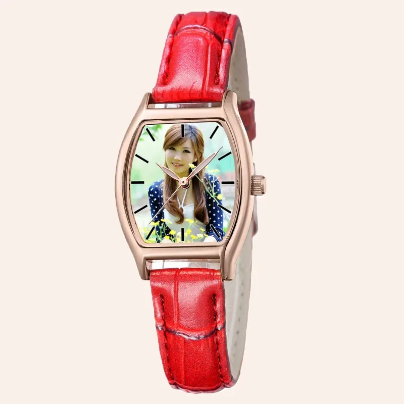 ساعة صور مخصصة للسيدات A3306w مطبوعة بشعار العلامة التجارية الخاصة بك OEM دروبشيبينغ أحمر أسود تونيو ساعات يد مخصصة للسيدات